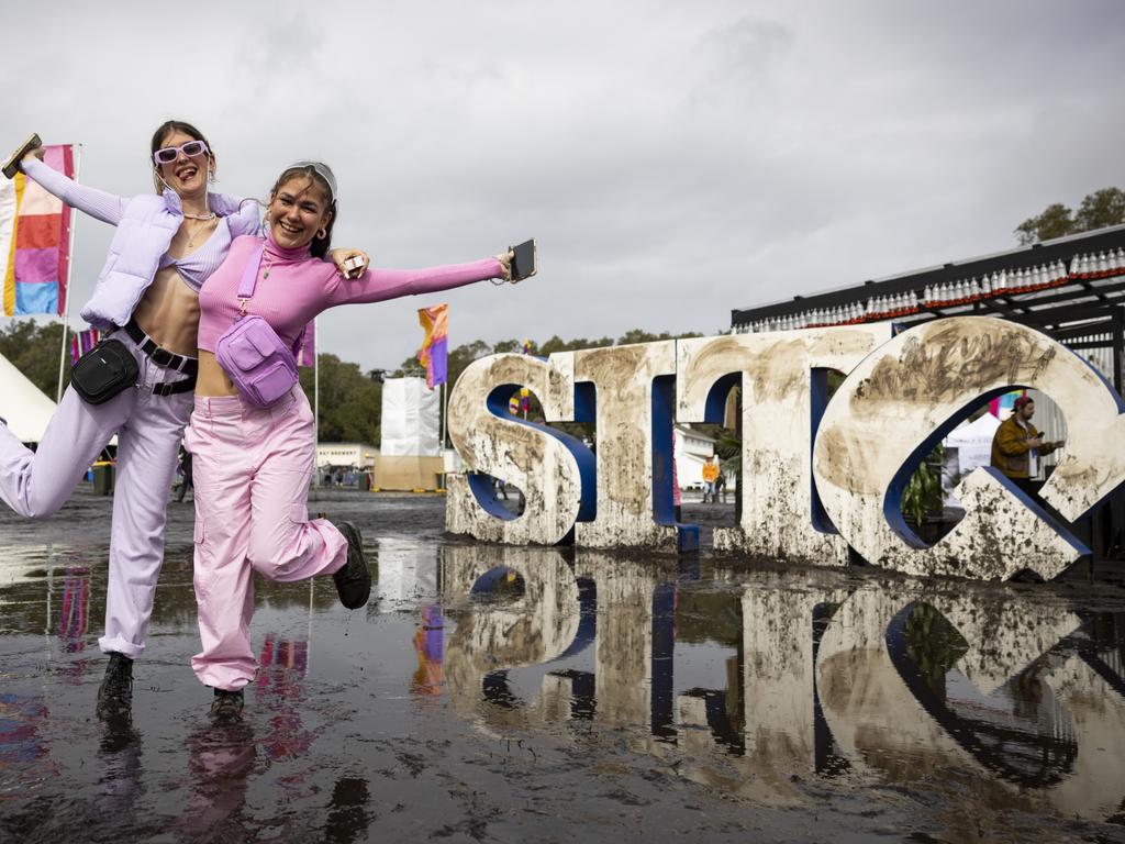 Festival goers are doing their best to enjoy the cards dealt to them and make the most of the festival after the 2020 and 2021 shows were cancelled due to Covid. Picture: Matt Jelonek/Getty Images