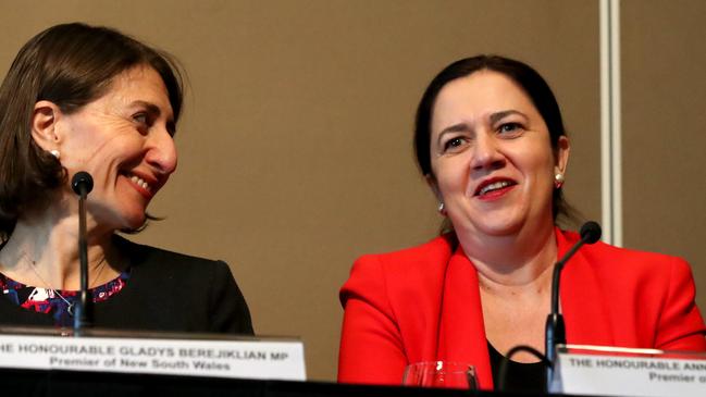 Premier of NSW Gladys Berejiklian and Premier of Queensland Annastacia Palaszczuk. Picture: AAP.