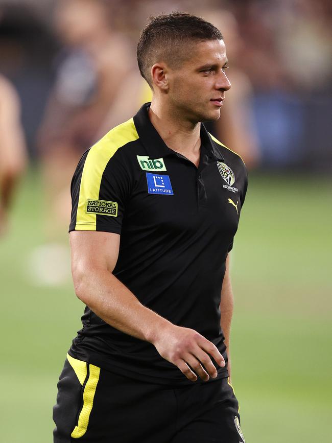 Dion Prestia was injured in Richmond’s loss to Carlton. Picture: Michael Klein.