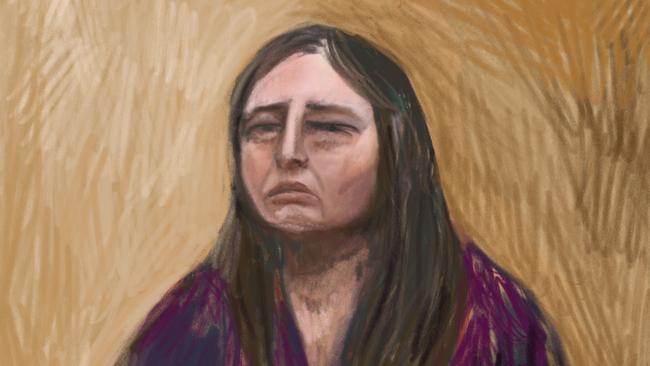 A court sketch taken on Monday as Ms Patterson gave evidence. Picture: NewsWire / Anita Lester