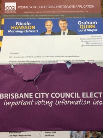 Morningside ward candidate Nicole Hansson in one of the LNP's candidates featured in the “Important Voting Information” kit. PICTURE: Supplied.