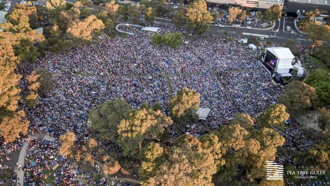 Tea Tree Gully Council estimated around 45,000 attended the 2019 Civic Park Carols. Picture: Tea Tree Gully Council