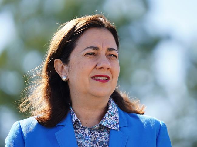 Premier Annastacia Palaszczuk during today’s press conference at Richland. Picture: AAP/Dave Hunt