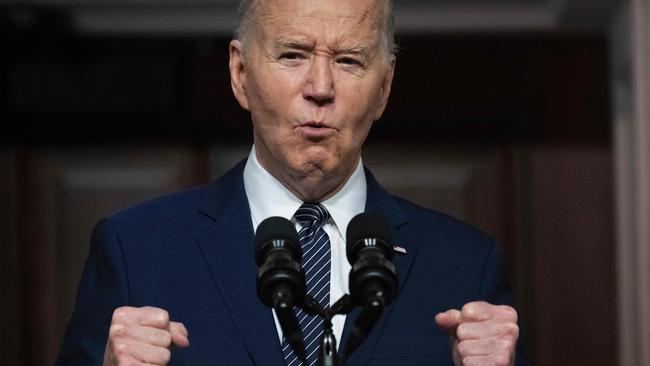 Joe Biden muscles up ahead of his call to Benjamin Netanyahu. Picture: AFP