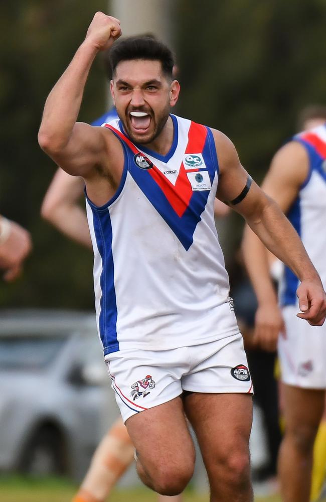 Ozgur Uysal was injured in West Preston-Lakeside’s preliminary final victory. Picture: Nathan McNeill.