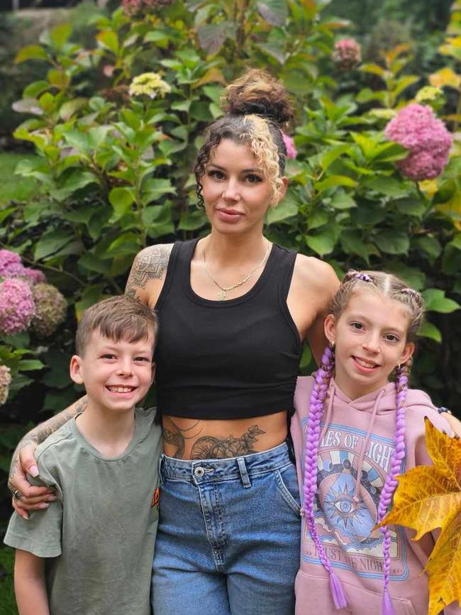 Single mum Kyra Mayfield with her children Amani and Jye. She is hoping a good Samaritan will help her achieve her dream of building a home in the housing crisis. Picture: Supplied