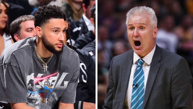 Brooklyn Nets point forward Ben Simmons and Boomers legend Andrew Gaze