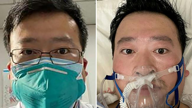 Chinese coronavirus whistleblowing doctor Li Wenliang died on February 7 after contracting the coronavirus. Picture: AFP Photo, Li Wenliang.