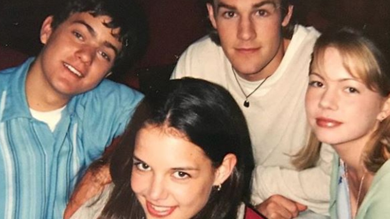 Joshua Jackson with Dawson’s Creek castmates Katie Holmes, James Van Der Beek and Michelle Williams.