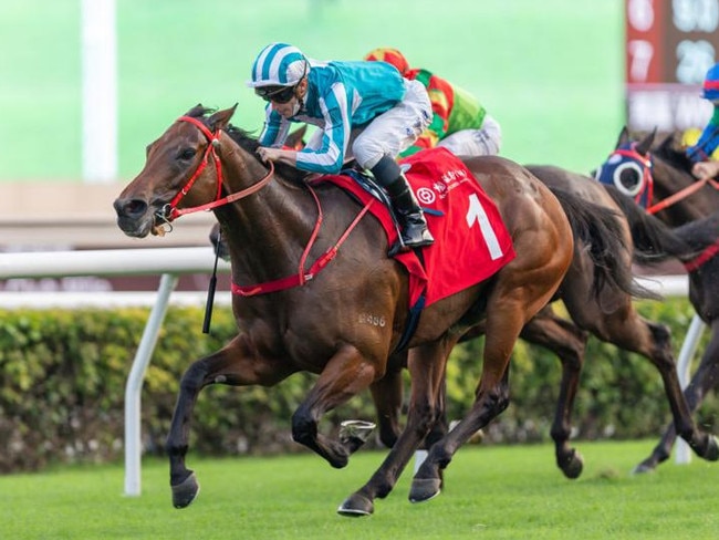 James McDonald guides Romantic Warrior to victory in the Group 2 Jockey Club Cup at Sha Tin last month. Picture: Lo Chun Kit/Getty Images