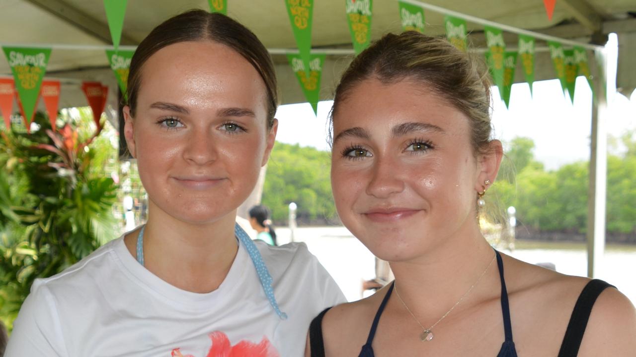 Charlotte Beaston and Brooke Blomely at Savour TNQ at Port Douglas Carnivale on May 25. PIcture: Bronwyn Farr