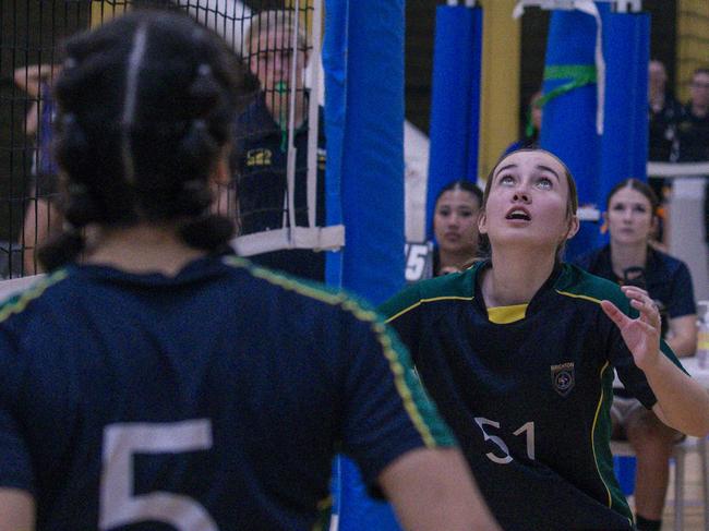 Gemma Whyatt as Cavendish Road SHS V Brighton SHS in the The Australian Volleyball Schools Cup is being played at the Gold Coast Sports and Leisure Centre in Carrara. Picture: Glenn Campbell