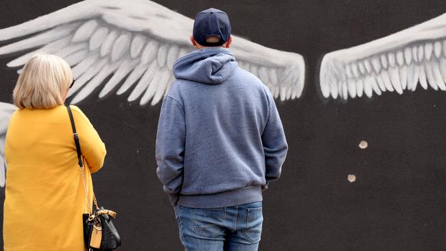 Bullet holes were left in the wall of the cafe where alleged gangland figure Gavin Preston was shot on Saturday morning. Picture: Andrew Henshaw