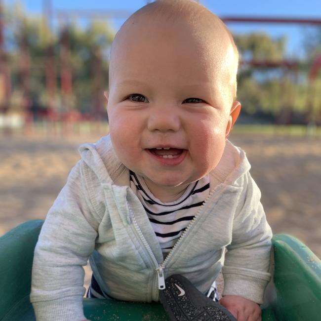 We can’t leave the house without Flynn, 10 months, getting some kind of attention from the community of Alice Springs. Whether it’s the sales assistant or people waiting to be served at the deli, his cheeky smile and inquisitive personality always pulls the heart strings! Picture: Kaz Dailey