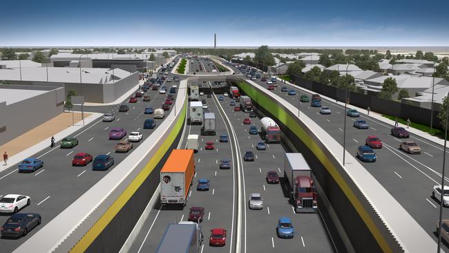 An artist’s impression of the Torrens to Torrens section of the north-south corridor project.