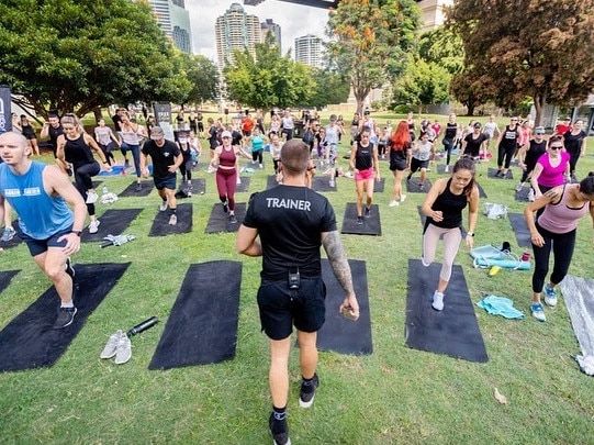 Fusion Hot Yoga's outdoor session at Kangaroo Point