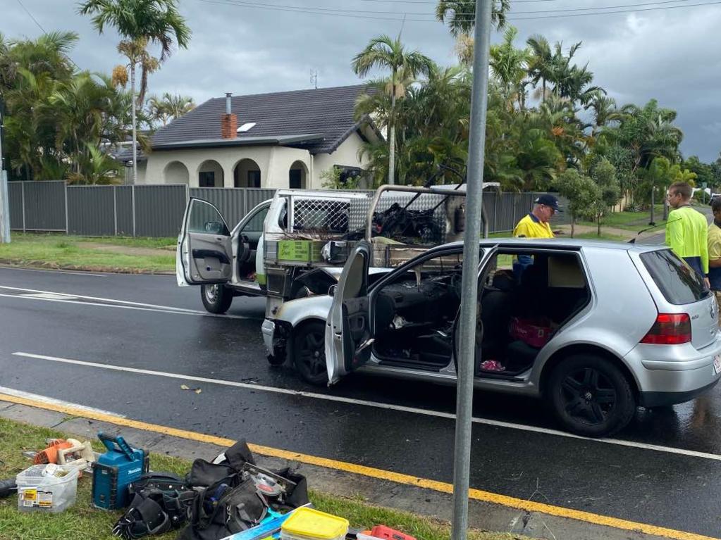 Sunshine Coast crash car ‘fully involved’ after fire breaks out from