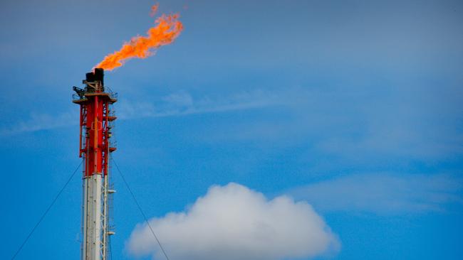 A flame atop of a flare stack at the Queensland Curtis Liquefied Natural Gas (QCLNG) project site. Picture: Bloomberg