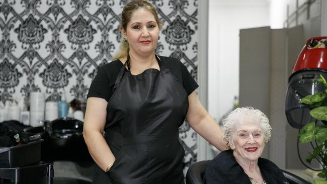 Zahra Sharifi with her client Betty Evans. Picture: Tim Pascoe