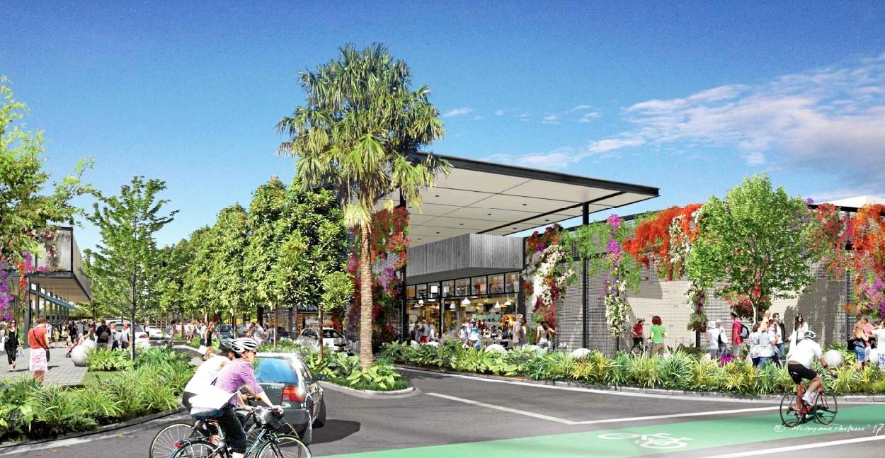 An artist's impression shows the outside of Stockland's proposed Birtinya shopping centre at the intersection of Kawana Way and Lake Kawana Boulevard. Picture: Contributed