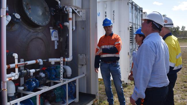 Inside the rear of the new iron flow batteries on the site of Stanwell Power Station as part of FEITH.