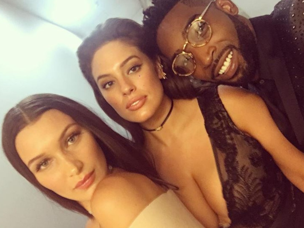 Tinie Tempah with Bella Hadid and Ashley Graham, "All the girls like." Picture: Instagram