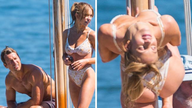 Glenn Powell and Sydney Sweeney were spotted on Sydney harbour filming their latest movie.