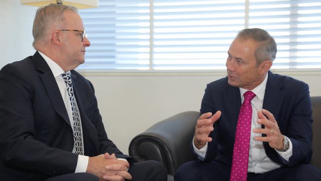 Anthony Albanese and WA Premier Roger Cook on Thursday. Picture: NewsWire/Philip Gostelow