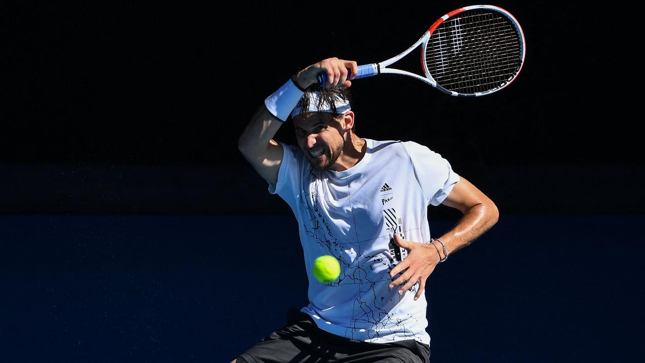 Dominic Thiem won’t start his 2022 season until after the Australian Open as continues to build fitness following a long absence from the tour. Picture: AFP