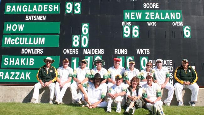 Sunshine Coast and Yandina cricketer Kerry Breuer (red cap) recorded his 200th game for the club last weekend. Picture: Yandina Cricket Club Facebook