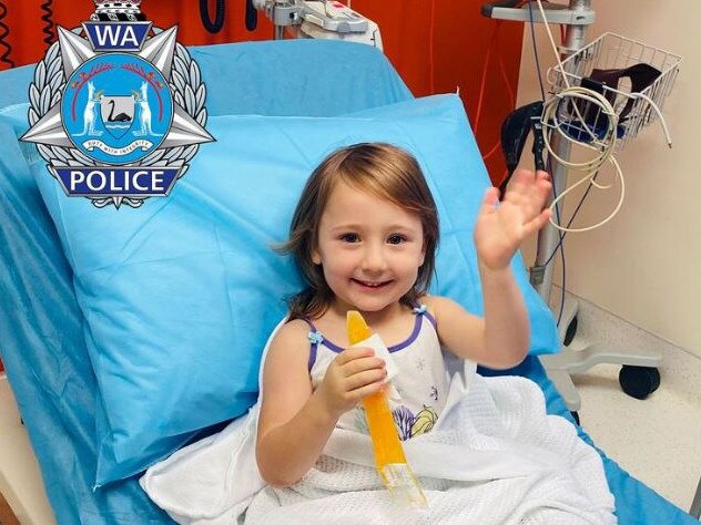 Cleo Smith pictured in hospital after she was found by police. Picture: WA Police