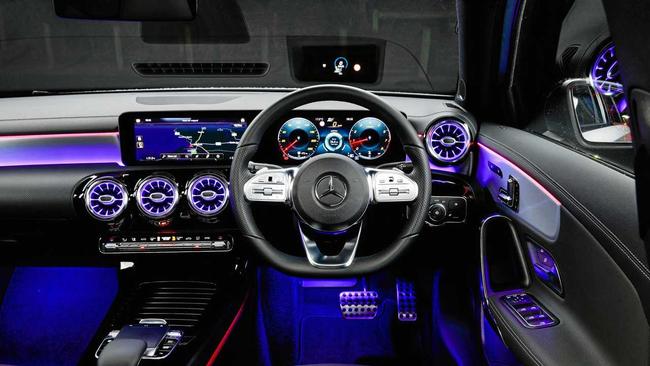 The Mercedes-Benz A200 comes with a long list of safety and tech features. Picture: Nathan Jacobs