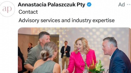 An advertisement on X for former premier Annastacia Palaszczuk's new business.