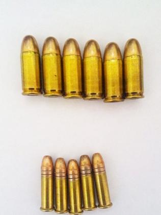 The 11 bullets that were allegedly found in Rasiah’s luggage. Picture: Supplied