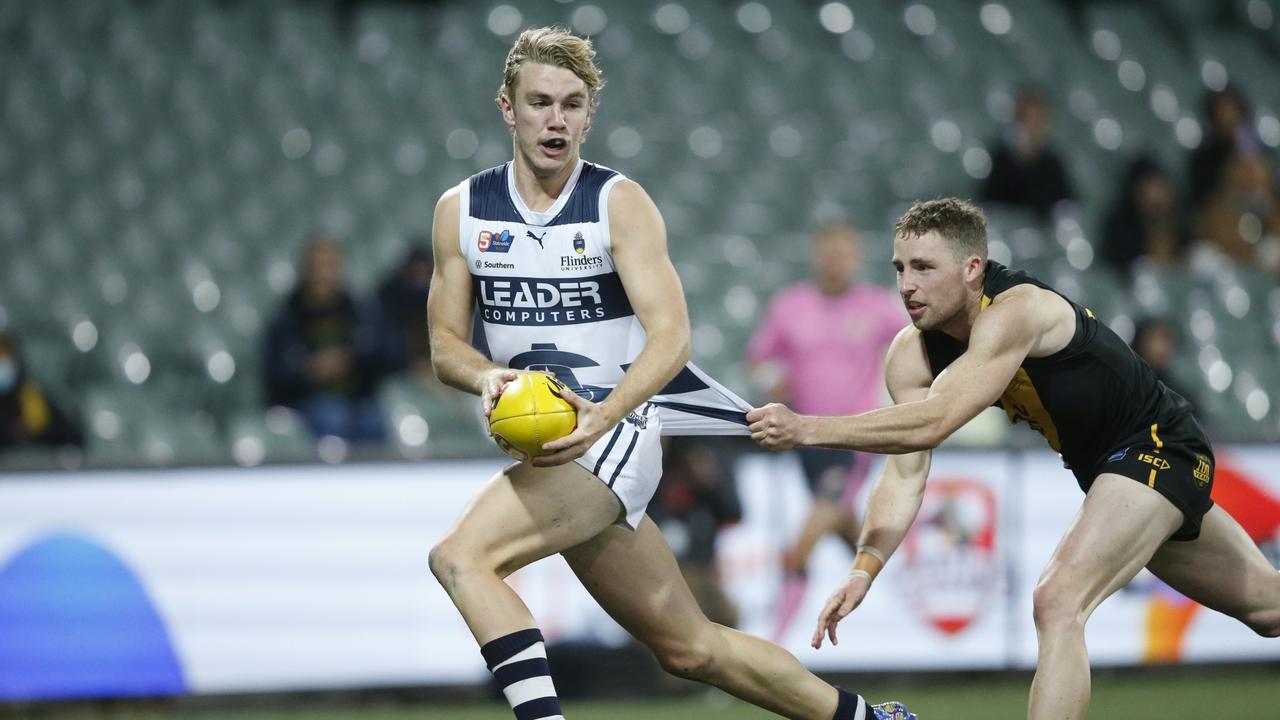 Jason Horne-Francis booted 3.3 in the SANFL preliminary final against Glenelg. Picture: SANFL