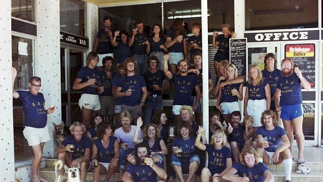 The members of the RAG Club – 'Ruff As Guts' as they were affectionately known on the steps of the Airlie Beach Hotel.