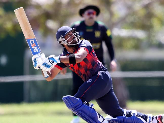 VTCA Cricket: Haig Fawkner v Westmeadows at Mutton Reserve, Fawkner, Melbourne, 27th November.  Viraj Lakshitha of Haig Fawkner batting.Picture : George Sal