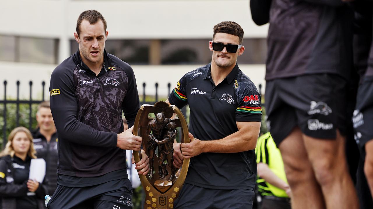 Isaah Yeo and Nathan Cleary don’t bring the same energy as Jarome Luai once did at the Panthers. Picture: Sam Ruttyn
