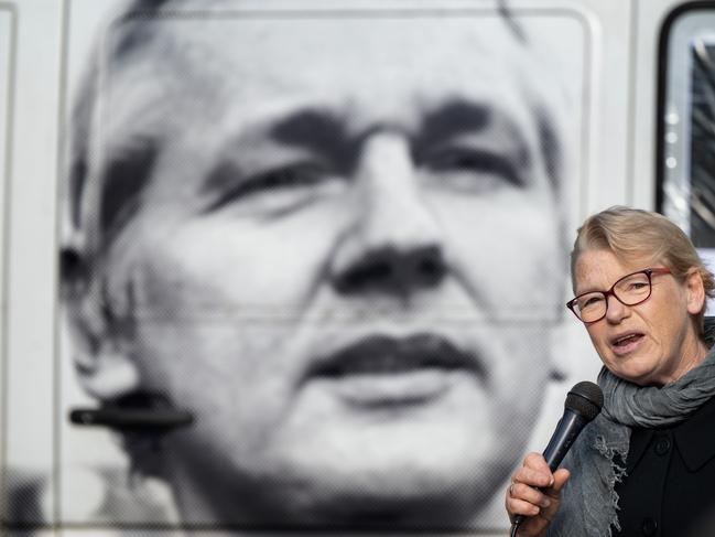 Rally & march for the Free Julian Assange on his 51st Birthday at the State library of Victoria. Picture: Tony Gough