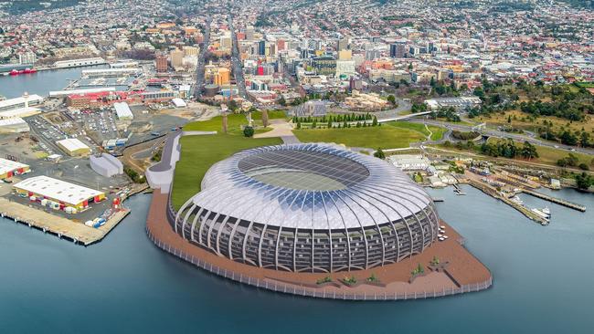 Macquarie Point Stadium 2.0 shown from above. Picture Stadia Precinct Consortia