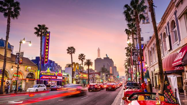 Hollywood Boulevard, LA, at dusk. Photo – istock