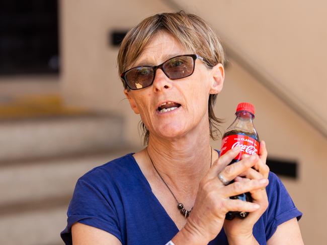 Tamra McBeath-Riley addresses media in front of the Alice Springs Hospital. Ms McBeath-Riley was found on Sunday after she and two companions went missing almost a fortnight ago. Photo: EMMA MURRAY