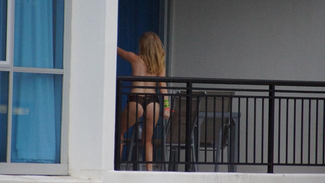 From a Schoolies dirt file — the security problems created on balconies during the event.