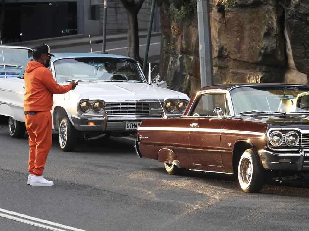 Obie Trice and co arrived in a fleet of classic cars. Picture: MEDIA-MODE.COM