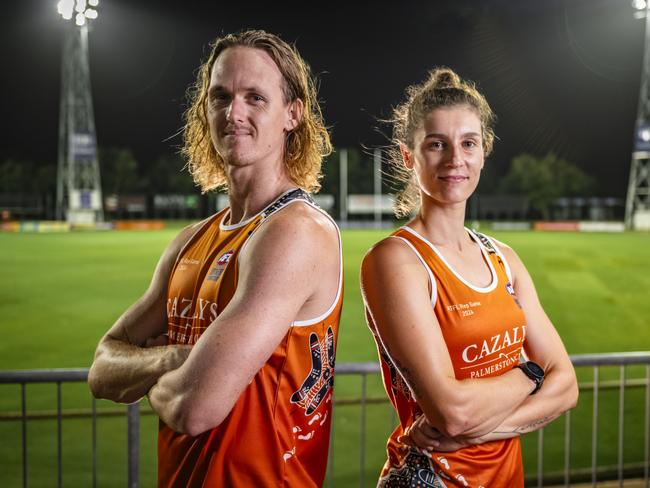 Ryan Nyhuis and Jasmyn Hewett have been named captains for the 2024 NTFL sides to play Essendon. Picture: Patch Clapp / AFLNT Media