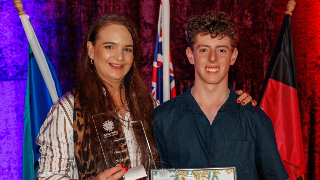 Mareeba resident Natasha Srhoj was awarded Citizen of the Year for Mareeba Shire Council alongside Henry Brammer who represented his brother Nicholas, winner of this year's Junior Citizen of the Year award. Picture: Mareeba Shire Council/ Facebook