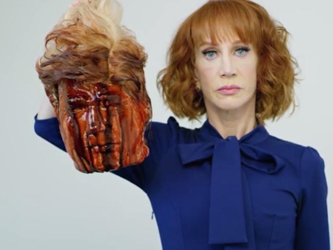 Kathy Griffin has apologised for posting a photo of President Trump's severed head after furious backlash ifrom both sides of the political fence. Picture: Tyler Shields