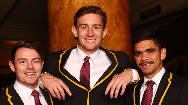 Brisbane’s All Australians Lachie Neale, Harris Andrews and Charlie Cameron. Picture: AAP Image/Scott Barbour