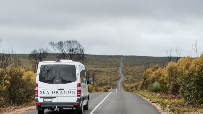 The tour bus on its way to Flinders Chase National Park. Picture: Supplied