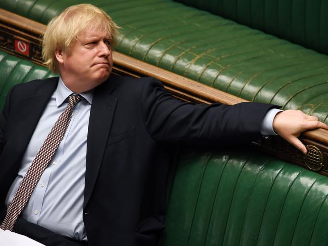 Britain's Prime Minister Boris Johnson attending Prime Minister's Questions (PMQs) in a socially-distanced House of Commons. Picture: AFP Photo